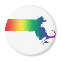 Massachusetts Rainbow Pride magnets by PridePostage Massachusetts Rainbow Pride magnets
