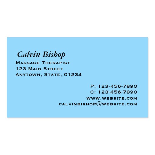 Massage/ Chiropractor  Business Card/ Blue (back side)