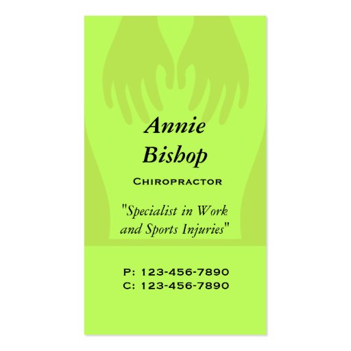 Massage/ Chiropractor  Business Card/ Green (front side)