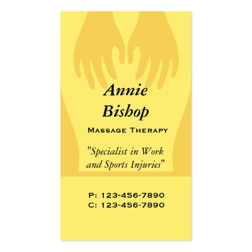 Massage/ Chiropractor  Business Card/ Yellow (front side)