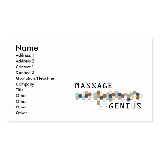 Massage Genius Business Card (front side)