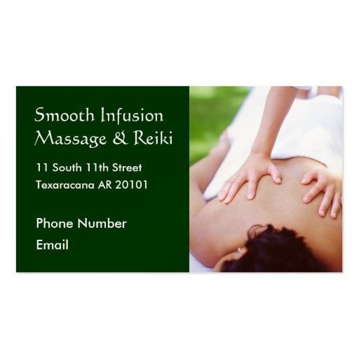 Massage hands on back photo business card (front side)