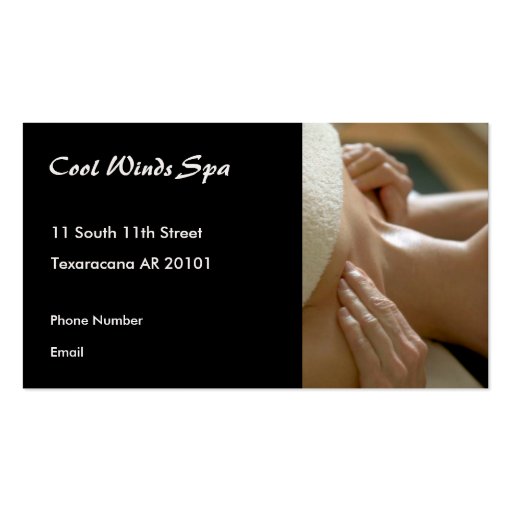 Massage hands photo business card templates (front side)