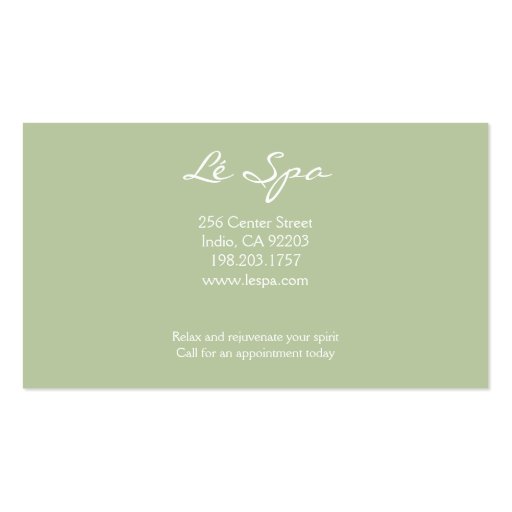 MASSAGE SPA RELAX BUSINESS CARDS (back side)