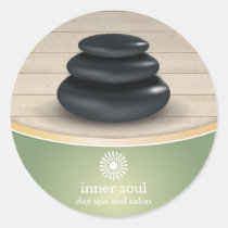 Massage Stones on Wood Spa Sage Green stickers
