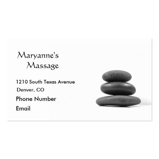 Massage Stones Photo Business Cards (front side)