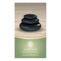Massage Stones Wood Spa Sage Green Appointment business cards