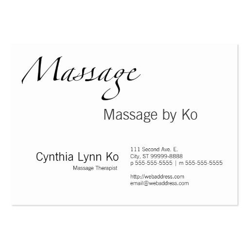 Massage Text Business Card Template (front side)