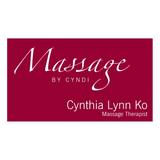 Massage Text Business Card Templates (back side)