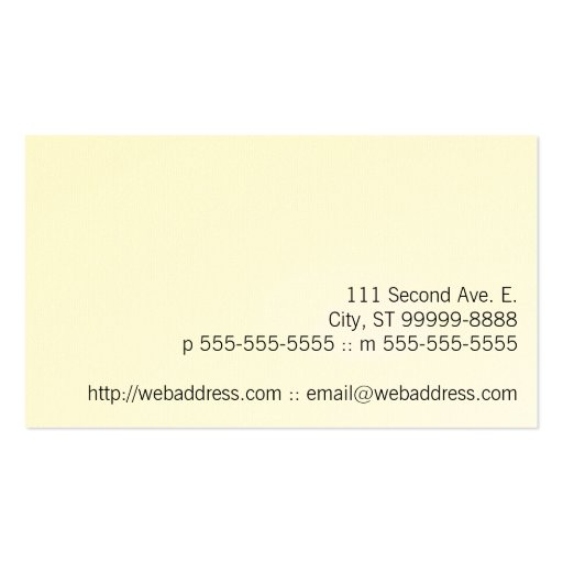 Massage Text Business Cards (back side)