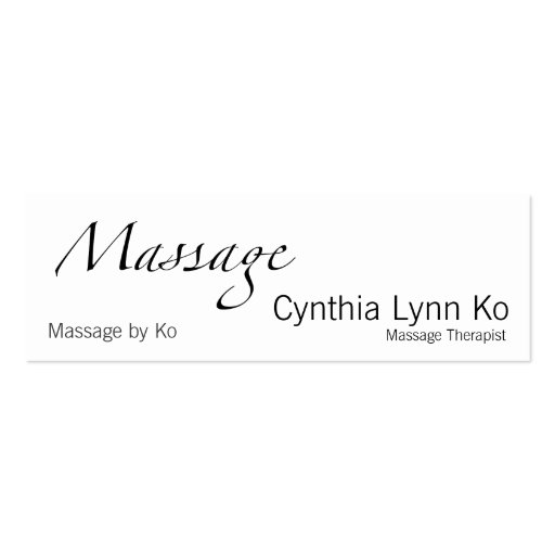 Massage Text w/ AMTA Business Card Templates (front side)