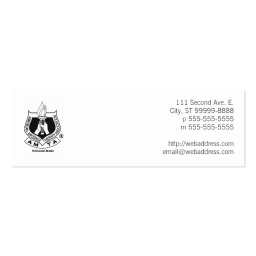 Massage Text w/ AMTA Business Card Templates (back side)