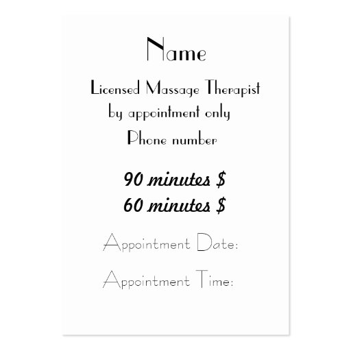 Massage Therapis... Business Card (back side)