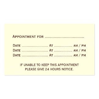 Massage Therapist Appointment Business Card