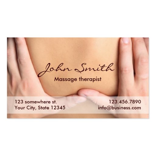 Massage Therapist Appointment Business Card (front side)