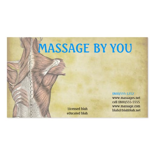 Massage therapist business card template (front side)