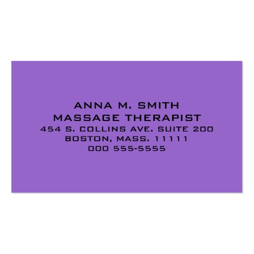 Massage Therapist Business Card Templates (back side)