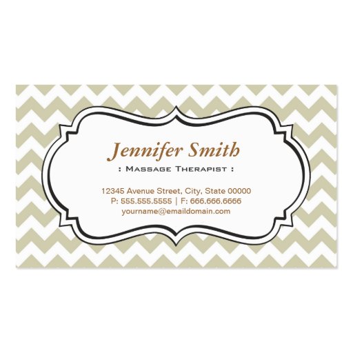 Massage Therapist - Chevron Simple Jasmine Business Cards (front side)