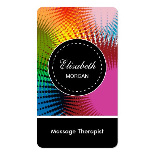 Massage Therapist- Colorful Abstract Pattern Business Card Template (front side)