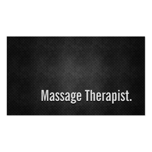 Massage Therapist Cool Black Metal Simplicity Business Card Templates (front side)