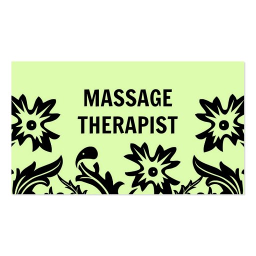 Massage Therapist Floral Business Card (front side)