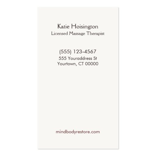Massage Therapist Henna Dragonfly Tattoo Hand 1 Business Card Template (back side)