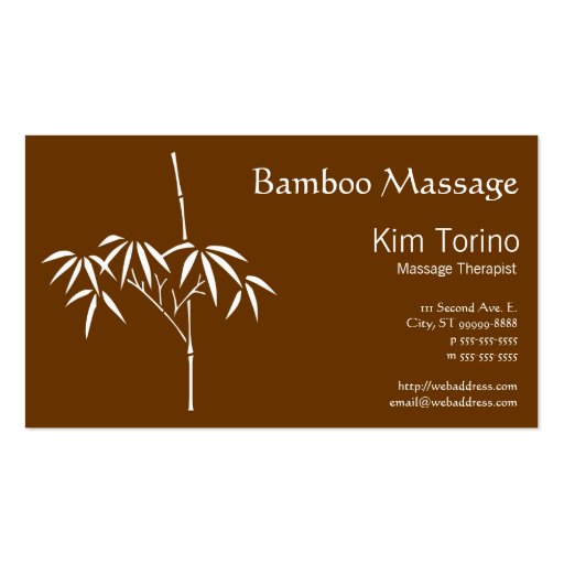 Massage Therapist Japanese Bamboo Business Card Templates (front side)
