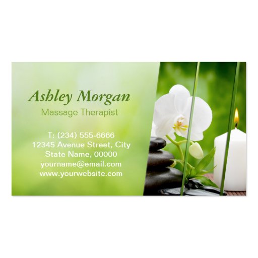 Massage Therapist Meditation Salon Appointment Business Card Template (front side)