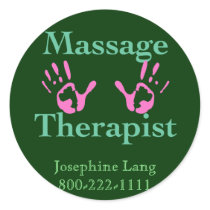 Massage Therapist: Pink Hand Prints Round Sticker