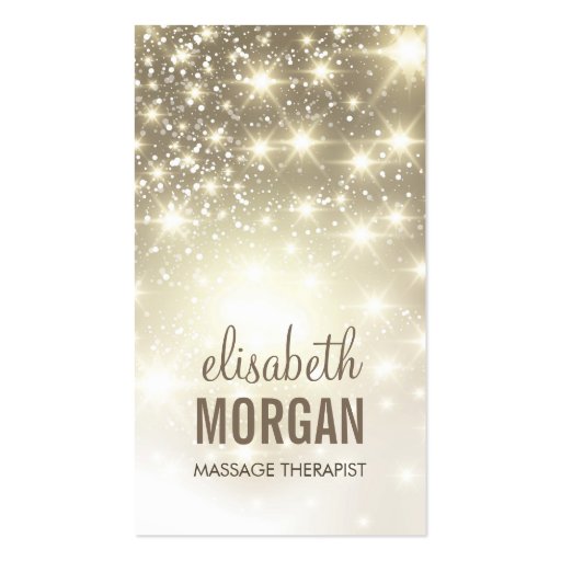 Massage Therapist - Shiny Gold Sparkles Business Cards (front side)