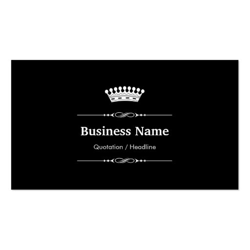 Massage Therapist Simple Elegant Royal Crown Business Cards (back side)