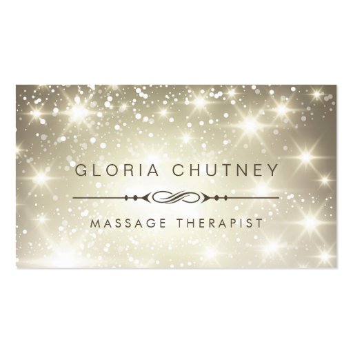 Massage Therapist - Sparkling Bokeh Glitter Business Card Templates (front side)
