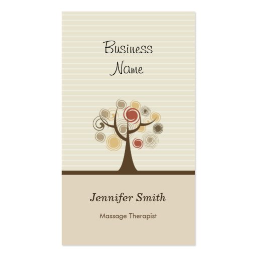 Massage Therapist - Stylish Natural Theme Business Card Template (front side)