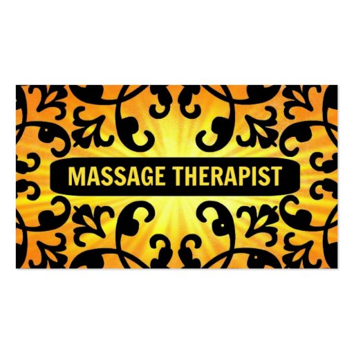 Massage Therapist Sunshine Damask Business Card (front side)