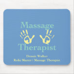 Massage Therapist: Yellow Hand Prints Mouse Pads