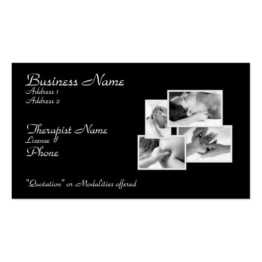 Massage Therapy Appointment Business Card (front side)