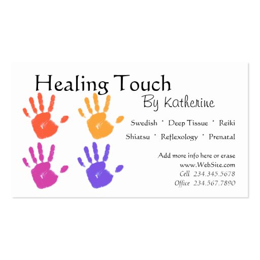 Massage Therapy business card (front side)
