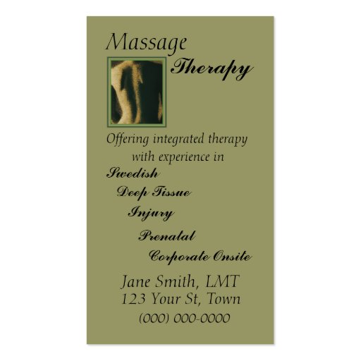 Massage Therapy Business Card