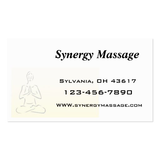 Massage Therapy business card (back side)