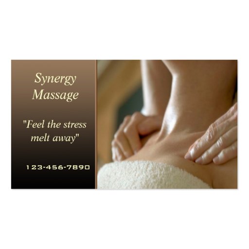 Massage Therapy business card (front side)