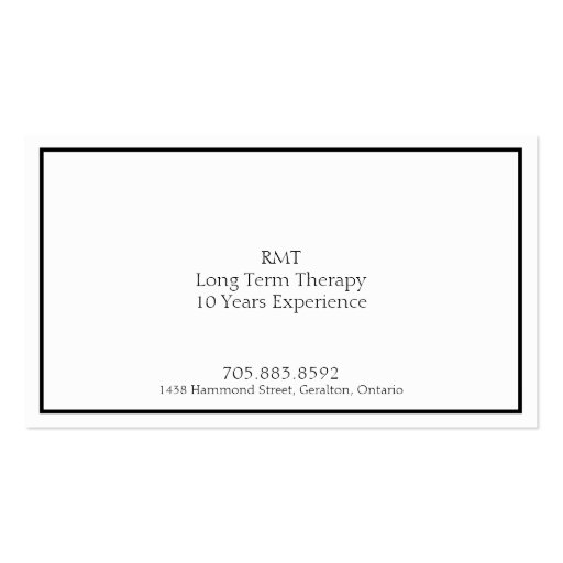 Massage Therapy Business Card - Red Black White (back side)