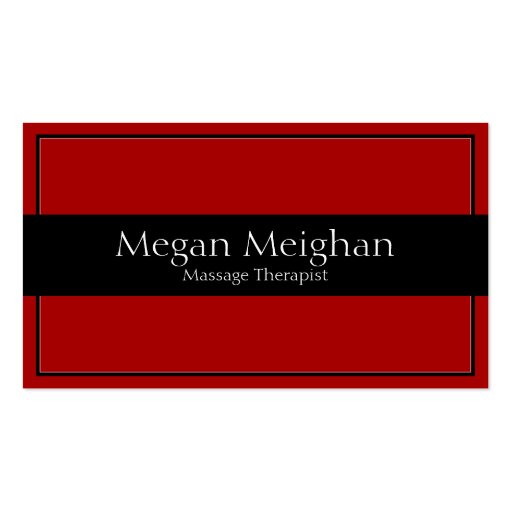 Massage Therapy Business Card - Red Black White (front side)