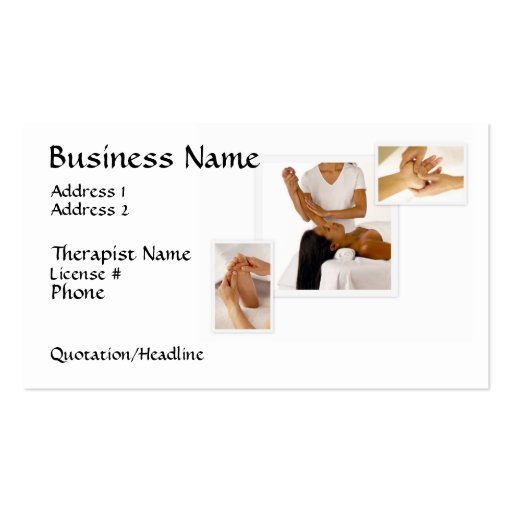 Massage Therapy Business Card, white background (front side)