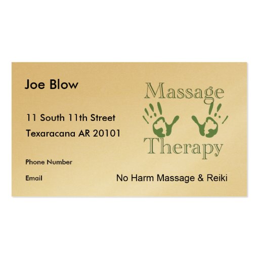 Massage therapy hand prints business card template (front side)