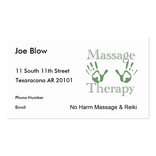 Massage therapy hand prints business card template from Zazzle.com 