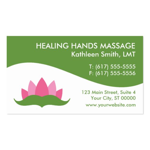 Massage Therapy Lotus Flower Business Cards (front side)