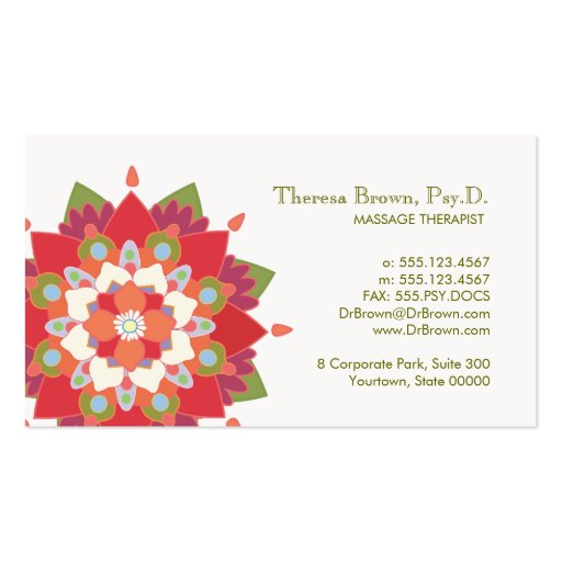 Massage Therapy Red Lotus Appointment Card Business Card Template (front side)