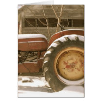 Massey Harris Tractor in Snow: Blank Card by jplamer Massey Harris Tractor in Snow: Blank Card