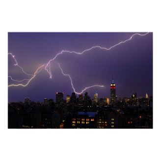 Massive Lightning Strike On Midtown NYC Skyline P2 Print
