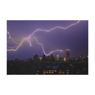 Massive Lightning Strike Over Midtown NYC Skyline Canvas Print